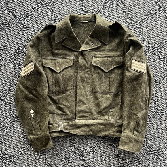 Vintage Canadian Military Uniform Men's Small Green Battle Dress Blouse 1950s - Picture 2 of 16